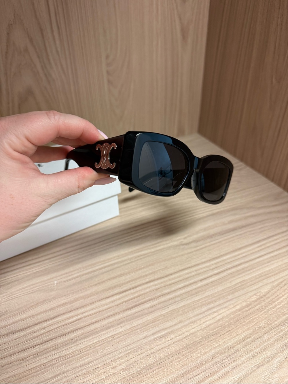 Celine Black Sunglasses with Silver Triomphe Detail - Picture 4 of 12